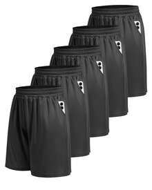 5 Pack Athletic Gym Mens Shorts - Workout Black Quick Dry Basketball Shorts With Pockets For Running Casual Activewear - 黑色+黑色+黑色+黑色+黑色 - 查看 8
