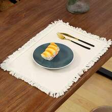 1pc/6pcs/30pcs Vintage American Style Tassel Placemats, Designed For Cafe, Hotel, Coffee Table, Tea Table - Multicolor - View 1