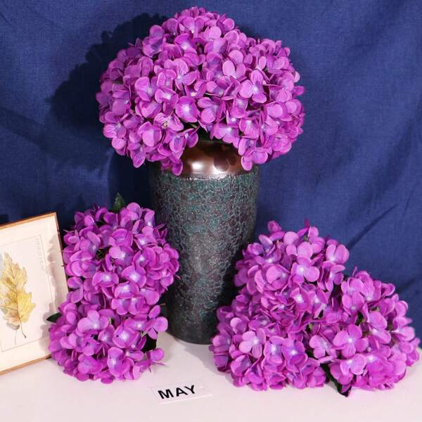 1pc Artificial Hydrangea Flower Stem, High-Quality Lifelike Silk Flower Branch, Suitable For DIY Wedding Bouquet/Party Decor/Home Decor (Living Room/Kitchen/Garden)/Hotel/Office, Autumn/Halloween/Thanksgiving/Christmas Decoration, Can Be Used For DIY Wreaths, Gift