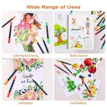 Pennarello a doppia punta, marcatori d'arte a doppia punta fine e morbida per adulti e bambini, per colorare, calligrafia a mano, scrittura, pianificatore, diario, note, disegno artistico, artigianato, forniture scolastiche per il ritorno a scuola
