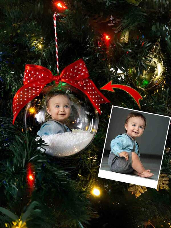 Custom Photo Christmas Ball Ornament, Big Transparent Bauble With Decorative Snow, Personalized Holiday Decor & Family Keepsake, Xmas Gift|4DPersonalized Gifts, Gifts For Mom, The Snowy Scene Inside The Christmas Ball.