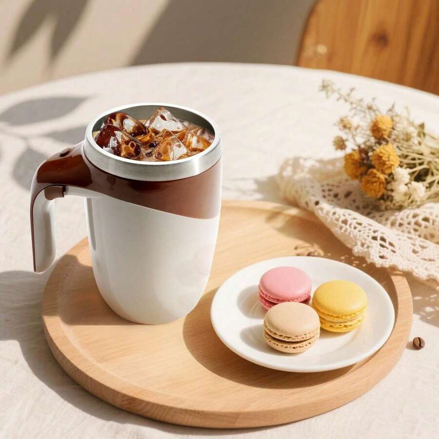 USB Rechargeable Self-Stirring Coffee Mug - Coffe Cup,High-Speed Magnetic Stainless Steel Travel Mug, Keeps Drinks Hot Or Cold, Perfect For Office, Cooking, And Outdoor Use, Ideal For Holidays And Everyday Convenience, Office Drinkware | Ergonomic Handle | Stainless Steel Mug, Best For Christmas, Perfect For Thanks Giving,Back To School - Coffee Brown - View 1