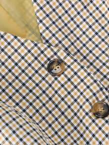 Áo khoác vest nữ vải dệt kẻ caro, túi cài nút phía trước, thường ngày, mùa xuân/thu - Màu vàng - Xem 4