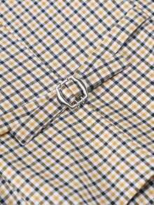 Áo khoác vest nữ vải dệt kẻ caro, túi cài nút phía trước, thường ngày, mùa xuân/thu - Màu vàng - Xem 8