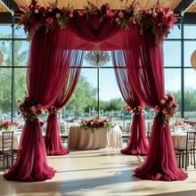 قطعة واحدة من قماش شفاف أحمر للتنسيق، ستائر سقف من الشيفون، ديكور مراسم الزفاف الرومانسية، ستارة من الغاز متعددة الاستخدامات، ديكور حفلات الزفاف في الهواء الطلق، ديكور حفلات استحمام العروس، ديكور استقبال الزفاف، ديكور حفلات أعياد الميلاد، خيوط خلفية لقوس الزفاف، ديكور خلفية الحفلات
