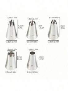 5-Piece Reusable Cream Icing Tips – Multi-Shape Piping Nozzles For Buttercream, Whipped Cream & Frosting - Bạc - Xem 6