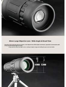 1600x52 Monocular Telescope - Portable, High Magnification, Suitable For Birdwatching, Camping, Black, Long Distance Vision
