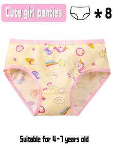 8 件 1 包，可爱女孩喜欢的卡通图案舒适内裤，节日送给女儿和孙女的秘密礼物