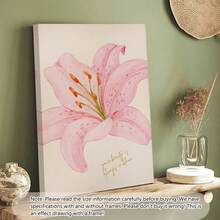 1 pieza Lienzo colgante, Pintura de lienzo de arte de lirio rosa: "Tu belleza florecerá para siempre" Arte de pared en lienzo, Arte de chica funky, Arte de cita inspiradora, Decoración del hogar. - Multicolor - Ver 7
