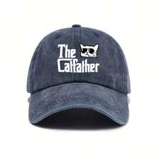 Unisex Retro Baseball Cap With "The Catfather" Graphic & Cat Fashion Glasses Design - Adjustable Hat For Outdoor, Casual Streetwear (Black/Dark Gray/Pink/Olive Green), Hat For, Fabric Construction - màu đen - Xem 1