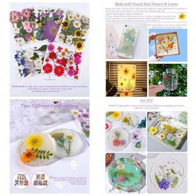 Flores Prensadas Secas para Resina, 5 Bolsas de Piezas de Flores Prensadas, 5 Temas de Colores, Flores Secas para Arte de Uas, Resina, Diseo de Joyera de Tipo 2