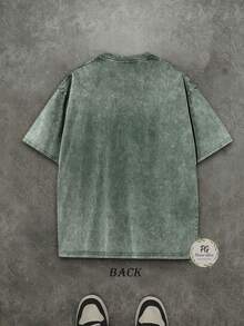 Jesus Tee God Has A Plan Graphic Tee Double-Sided Print Washed T-Shirt Holiday Gifts Y2K Men's Graphic Tees, Street - Style Vintage Washed T - Shirts, 230G Cotton T - Shirts, 100% Pure Cotton, Unisex Graphic Tees  Halloween Back To School  Shirts - 軍綠色 - 查看 2