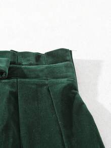 einfarbiger, lässiger, eleganter Polyester-Midi-Rock mit Strass-Schleife, geeignet für Büro, Teegesellschaft, Garten, Abenddate, Festivals, Herbst/Winter