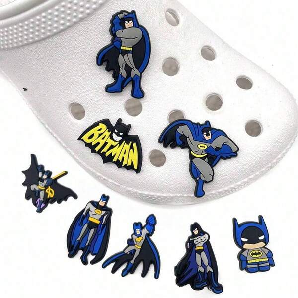 Warner Bros 8pcs Batman Pattern Shoe Charms Set, PVC Shoe Decorations For Beach Bag, Shoe Accessories Charms, Gift Idea For Birthday Christmas Valentine's Day Halloween Party Favors
