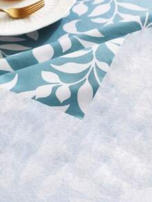 Wodoodporne i olejoodporne obrusy z PVC, plastikowe prostokątne obrusy z kołnierzem na spodzie, prosty i modny wzór z nadrukiem w niebieskie liście, odpowiednie do codziennego użytku, na kemping i do jadalni, do wnętrz i na zewnątrz, do dekoracji blatów, obrusy z kołnierzem na spodzie