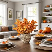 1pc Artificial Autumn Leaf Basket, Holiday DIY Decor, Suitable For Halloween, Thanksgiving, Etc. Can Be Used To Decorate Home Living Room, Dining Table, Create A Harvest Atmosphere, And Also For Garden Embellishment. Maintenance-Free, Long-Lasting Natural Elegance, Infusing Spaces With A Rich Autumn Ambiance, A Practical And Useful Item For Holiday And Everyday Decoration.