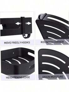 3 PiecesNo-Drill Corner Shower Shelf – Adhesive Storage Box For Shampoo, Soap & Bathroom Essentials