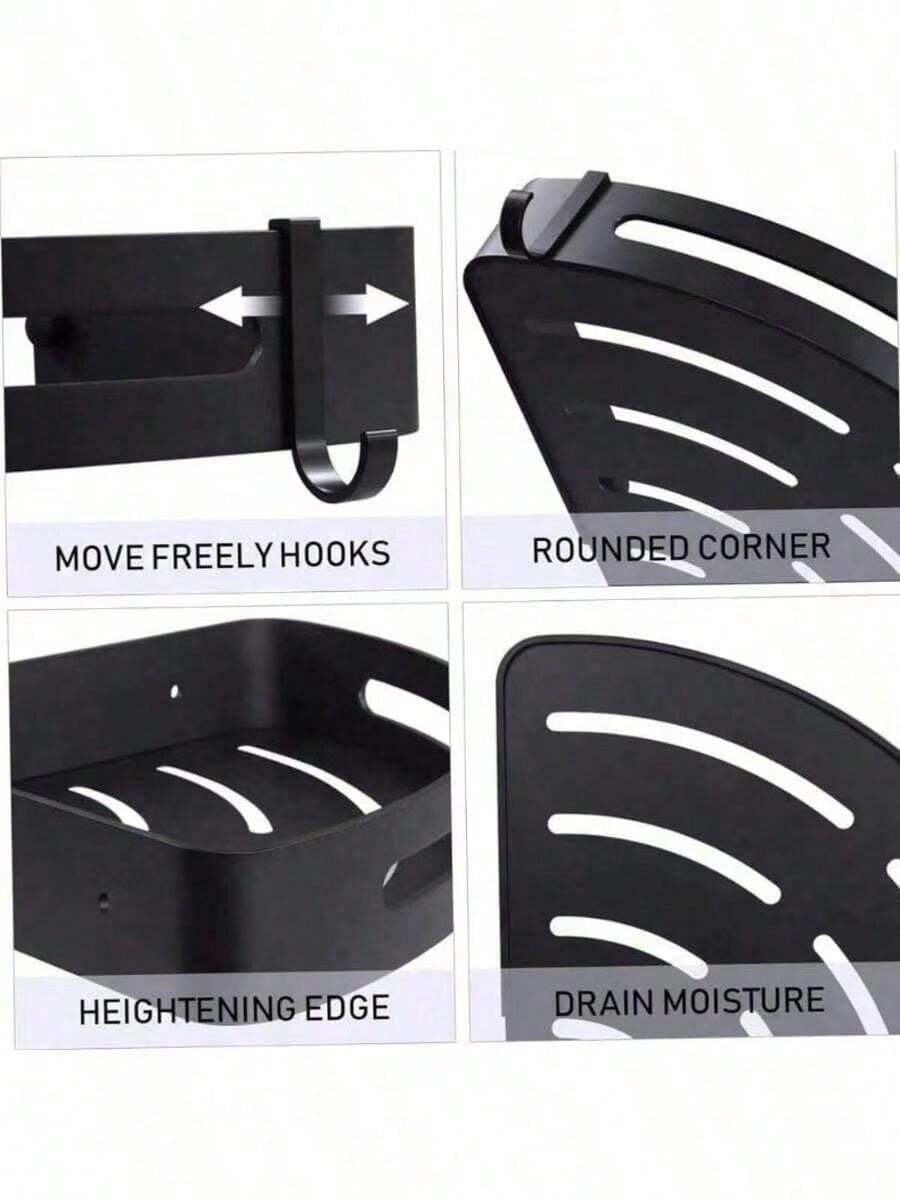 3 PiecesNo-Drill Corner Shower Shelf – Adhesive Storage Box For Shampoo, Soap & Bathroom Essentials