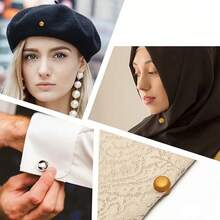 2个/4个/8个/10个装 时尚磁性丝巾夹和别针 - 耐用易用的磁性扣,适用于女士丝巾、披肩和帽子,四季皆宜,经典哑光表面,强力合金磁铁,可牢固固定丝巾和衣物,无钩设计,优雅风格,锌合金材质,适合服装搭配 - 黑與白 - 查看 7