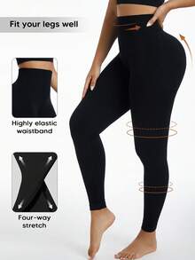 女式高腰收腹提臀无缝健身紧身裤