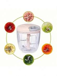 Manual Pull Cord Food Chopper - ABS Material Garlic Press And Vegetable Processor, No Electricity Needed, Suitable For Onion, Meat, Chili, Carrot, Fruit, Nuts, Herbs And More - Multicolor - View 6