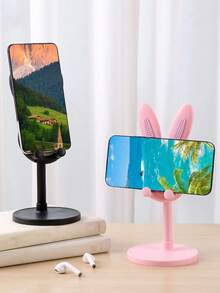1个可调节可折叠兔子造型ABS塑料铝合金手机/平板电脑支架，适用于婚礼、生日、家居、办公室装饰，兼容多种手机，生日礼物、送给家人、朋友、万圣节礼物、教师礼物 - 彩色 - 查看 2