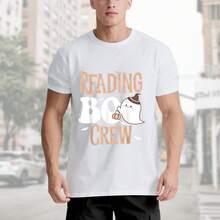 Camiseta unisex divertida y peculiar de Halloween BOO Crew para profesores - 220g% algodón, negro y blanco, suave y transpirable, manga corta, ajuste casual, regalo de Halloween para hombres y mujeres, tallas S- - Blanco - Ver 4