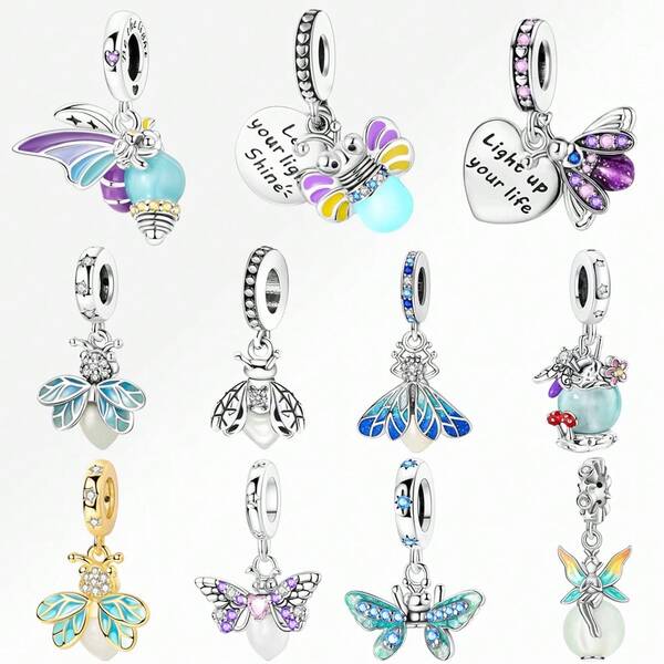 1 Stück modischer, leuchtender Bienen-Glühwürmchen-Dekor, versilbert, passend für Armband, Halskette, DIY Urlaubsgeschenk, Weihnachten