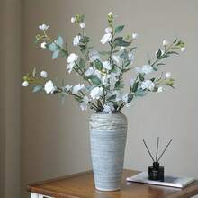 圣诞装饰，假植物山茶花人造花，多头山茶花插花长茎假花家居装饰，新鲜野生茶花