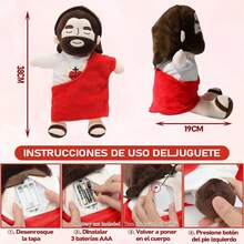 2025 Nuevo Peluche de Jesus Que Respira, Jesús Peluche para La Ansiedad, Jesús de Peluch Que Respira con Música y Luces, Suave Dios d Muñeco para Dormir, Niños y Niñas (Rojo) - Rojo - Ver 8