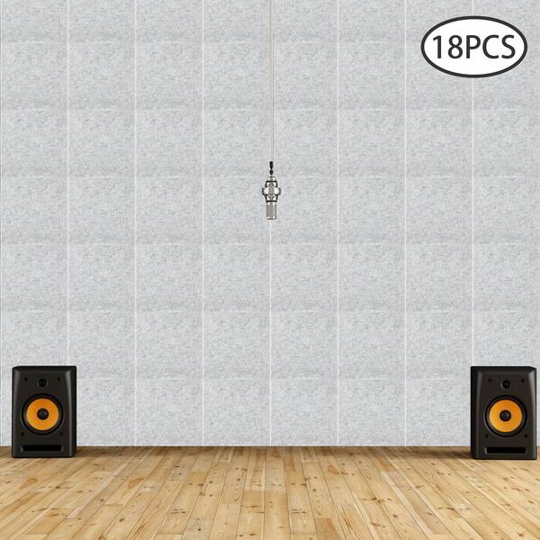Paneles acústicos plateados (paquete de 18), 30 x 30 x 0,9 cm, insonorizados, para decoración de paredes, de alta densidad, para estudio en casa.