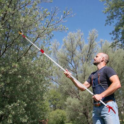 Lightweight Aluminum Telescopic Pruner With Extendable Handle – Long Reach Cut & Hold Garden Tool – Tree Branch Cutter, Fruit Picker – Ideal For Yards, Orchards, Vineyards – Efficient, Easy To Maneuver