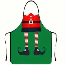 1/4 Christmas Kitchen Aprons, Cartoon Christmas Elf Holiday Kitchen Adjustable Aprons, Holiday-Themed Creative Aprons, Suitable Vacation Home Decorations, Ideal For Christmas Dinner Cooking, Baking, Crafts, And House Cleaning, Kitchen Decorations, The Best Choice.