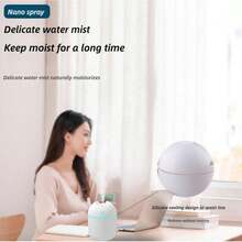 USB Air Humidifier Portable LED Lamp Mini Atomization Diffuser Car Purifier Aroma Anion Mist Maker With LED Night Light - White - View 3