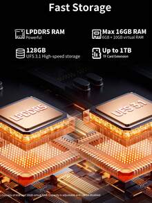 Teclast T60 AI Tablet (Allwinner A733 8-Core 1.8GHz/16(6G+10G)GB RAM/128GB ROM/11.97inch 1200*2000iPS TDDI/WIFI6/8000mAh/Type-C/13MP+5MP Camera/Android 15) With Keyboard & Accessories Bundle