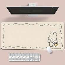 1pc Beige Rabbit Mouse Pad, Made Of Diatomite Material, Extra Large Gaming/Office Desk Mat, High-End Computer Desk Pad, Keyboard Mat, Suitable For Home, School, Classroom, Writing, Learning, Computer Desk Decor Desk Accesorries Office Supplies Office Desk Accesorries Mousepad Mouse Pad For Desk
