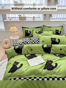 4件套厚款亲肤花卉宠物印花床上用品套装（1个羽绒被套+2个枕套+1张床单），柔软透气，简约优雅，可机洗，四季皆宜 - 喵星人 - 查看 7