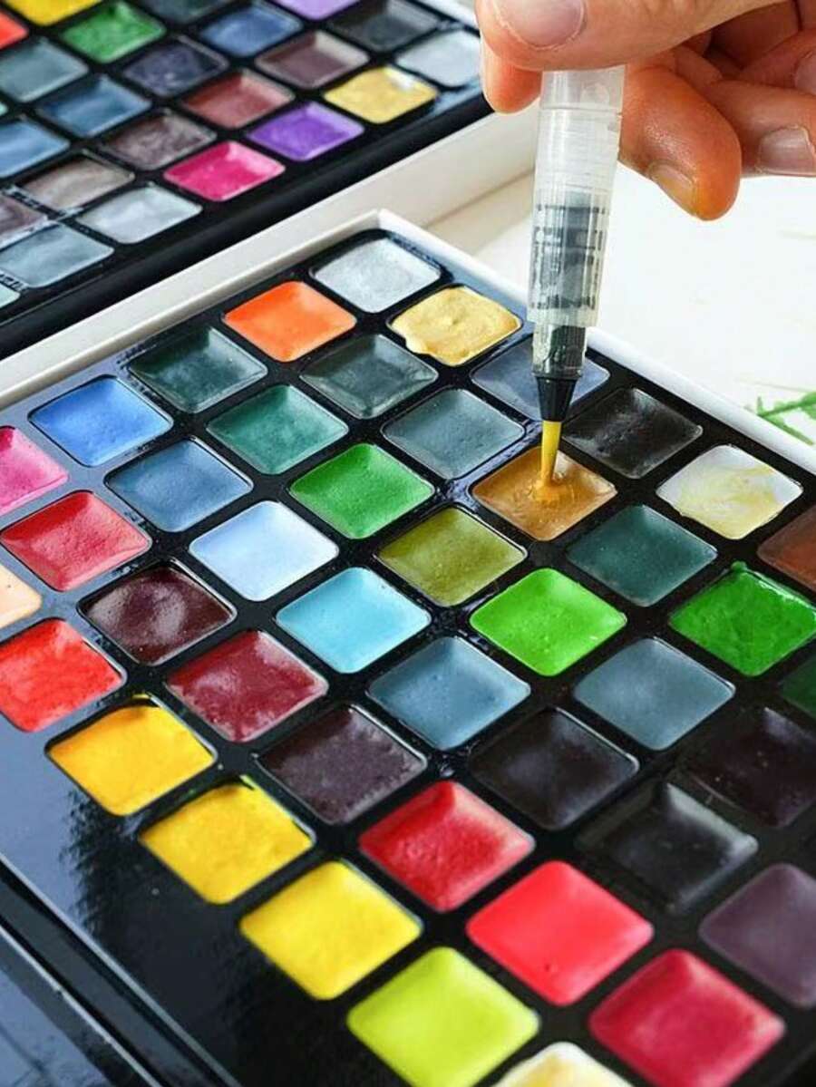 [漫画插画工具] 半干固体水彩颜料 24/48/72 色，专为人物绘画，无需混合即可使用，适合美术生的动漫手绘水彩套装。 - 彩色 - 查看 1