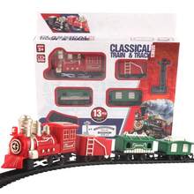 轨道小火车，廉价儿童电动轨道车玩具，复古迷你火车，带灯光和音效（开/关），不含1节5号电池，小型电动版 - 彩色 - 查看 5