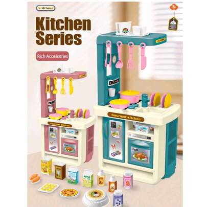 儿童厨房玩具套装，儿童角色扮演烹饪玩具套装，微型仿真厨具玩具，亲子互动玩具，适合男孩和女孩，生日礼物，节日礼物，万圣节互动礼物（注意：产品较小，配件颜色随机，需要手动操作才能达到与详细页面相同的效果）