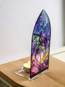 1pc Acrylic 4th Wing Inspired Book Nook - Dragon Library Sign, Gothic Medieval Style Book Organizer, Fantasy Book Lover & Reader Gift (No Candle Included) - Multicolor - View 11