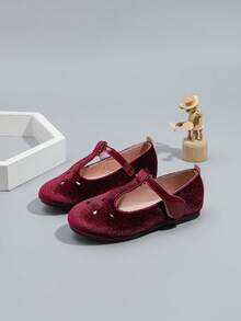1 Pair Fashionable Spring/Autumn Girls Hollow Flat Shoes - Burgundy - View 2