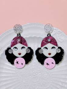 1 Pair Fashionable & Cute Colorful Acrylic Flower Decor Pendant Earrings, Suitable For Women's Daily Wear