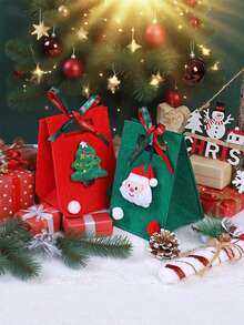 حقيبة من الشعر الاصطناعي للكريسماس، صندوق/حقيبة تفاح عيد الميلاد، حقيبة هدايا، حقيبة هدايا ديكور الحلوى