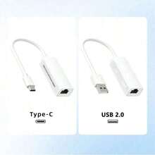 USB Type C 轉 RJ45 LAN 網卡 USB2.0 USB-C 乙太網卡分離器轉接器 10GBit/S 適用於筆記型電腦、平板電腦、手機、交換機，無需驅動程式 - 白色 - 查看 6