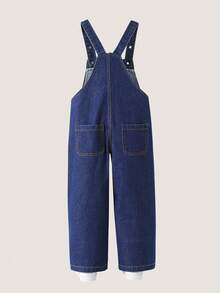 Girls' Cute Overalls, 2025 Autumn New Arrival, Playful Floral, Rainbow, Bow Print, Blue Denim Long Jumpsuit - Blue - View 10