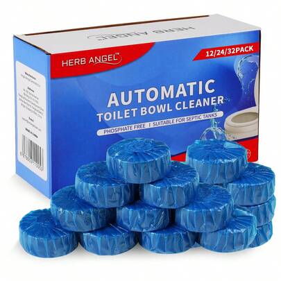 HERB ANGEL 32/24/12 Pieces Of Toilet Cleaner Tablets, Individually Packaged In Small Bags,Automatic Toilet Bowl Cleaner, Powerful Automatic Deodorization, Embedded Toilet Care, Odor Control, Waste Decomposition, Prevention Of Scaling And Rust, Suitable For Plastic And Ceramic Surfaces, Bringing Long-Lasting Freshness To RVs And Home Bathrooms,Christmas, Christmas Gifts