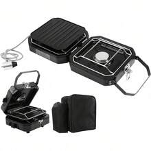 GCCSJ Camping Stove,Foldable Dual-Burner Propane Camping Stove - One-Touch Instant Ignition, Adjustable Burners With Carry Bag & Handle, Outdoor Camp Stove For Picnics, Backyard BBQ & Camping Essentials (Black) - 黑色 - 查看 10