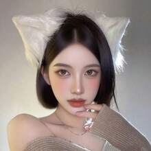 1pair Halloween Cute Cat Ears Animal Ears Headband Hair Clip - trắng - Xem 2