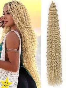 1/3件装长款深波浪编发，女士适用，22/28英寸海洋波浪钩针编织假发，卷曲编发，女神辫，铜色波西米亚风盒式辫，钩针编织假发，合成波浪编发，女士适用，万圣节、圣诞节 - 彩色 - 查看 31